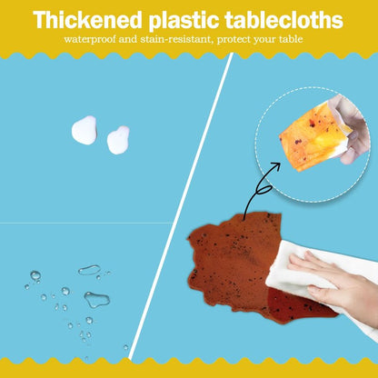 tujol Light Blue 6 Pack Plastic Table Cloth 54" x 108", Disposable Tablecloths Rectangle Table Cover, Plastic Tablecloths for Parties