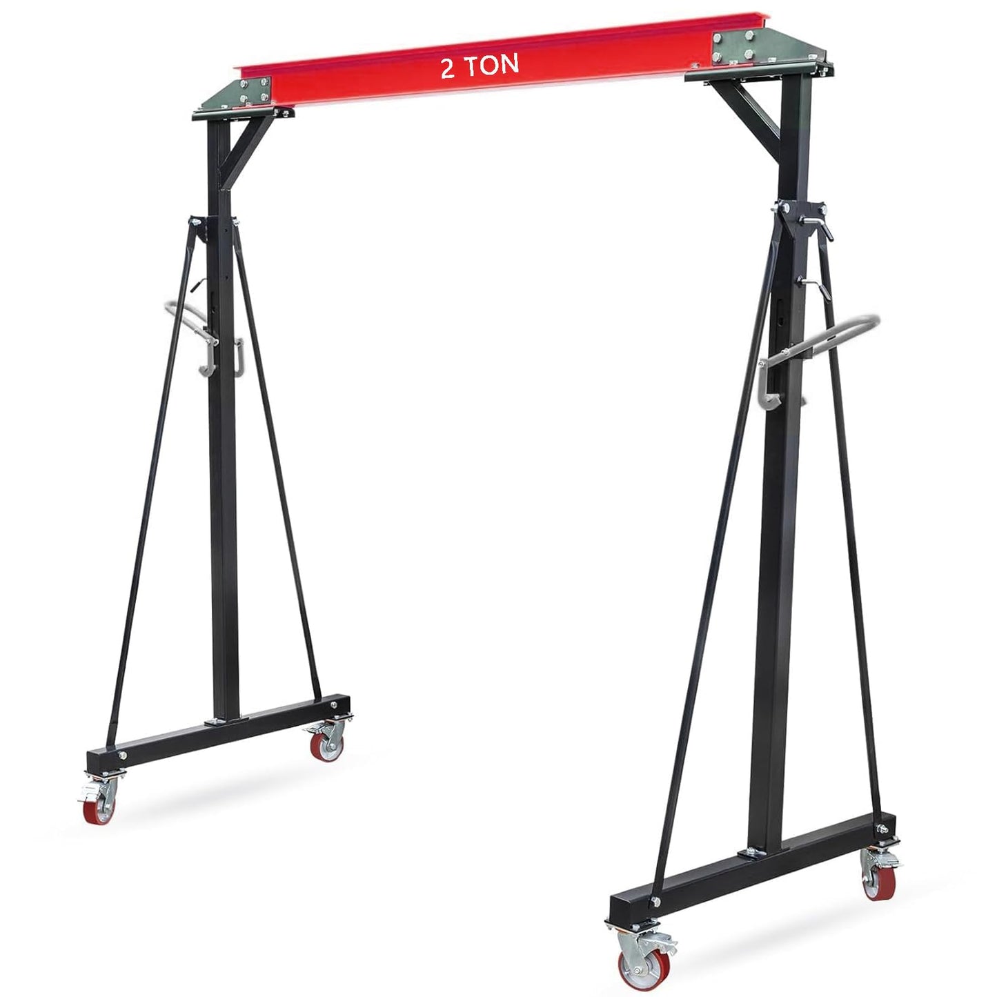 2 Ton Gantry Crane Compatible with Trolley, 4400 LBS Adjustable Height 8-12 FT Steel Shop Crane with Locking Casters, Heavy Duty Shop Lift Hoist for Workshop, Garage, Warehouse