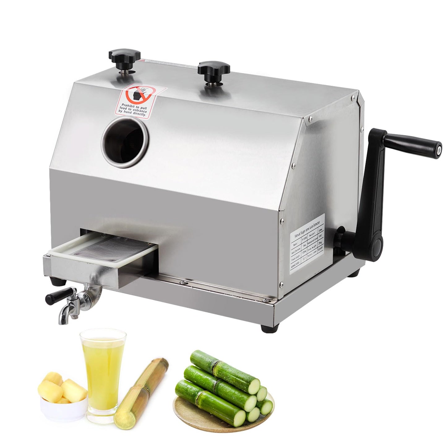 Commercial Sugarcane Juice Extractor with Stainless Steel 3-Rollers, 110 LBS/Hour High Output Sugarcane Press, Large 2.4 Inch Professional Juice Machine for Juice Bars, Restaurants & Home Use, Durable