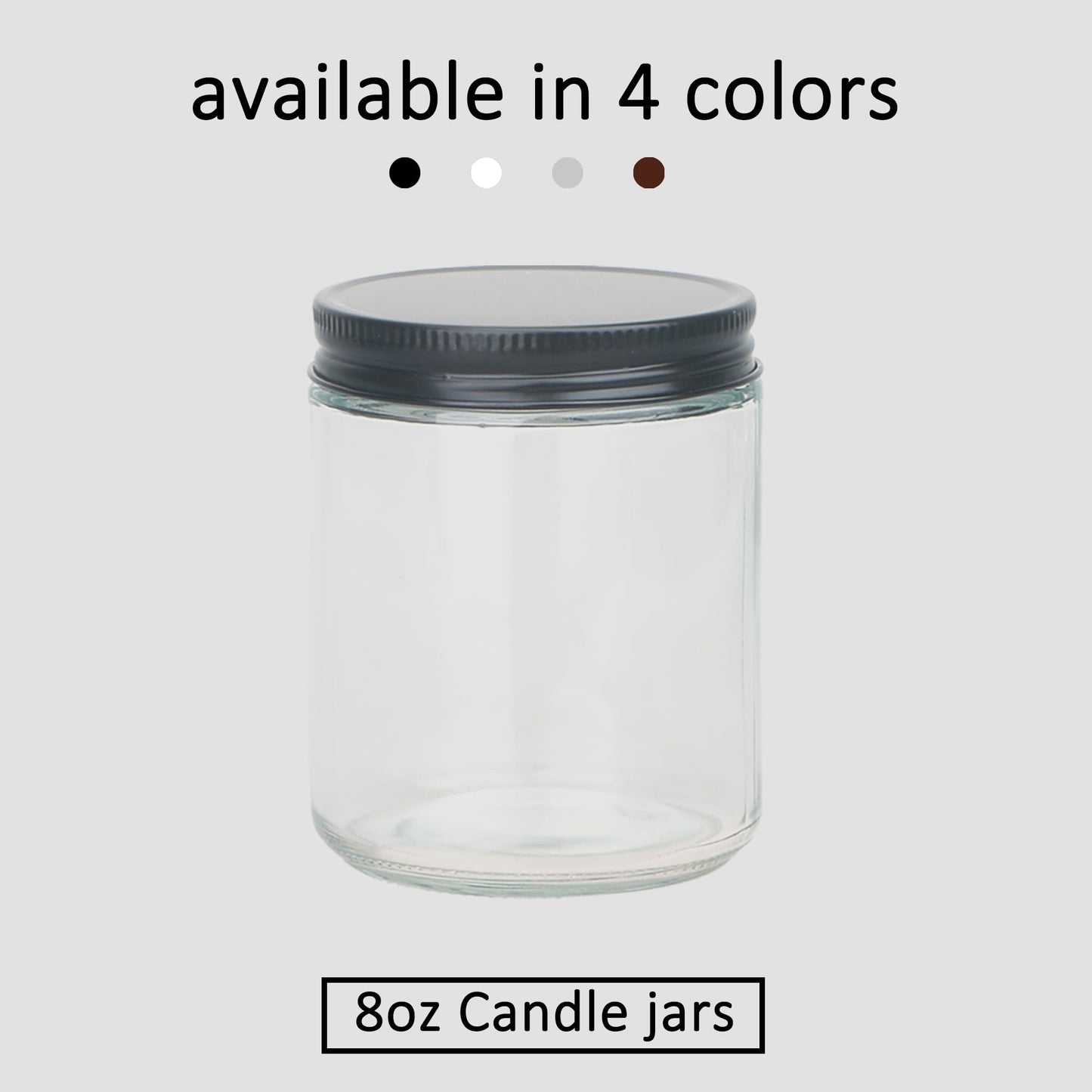 MILIVIXAY 12 Pack 8 OZ Thick Glass Clear Candle Jars with All Black Metal Lids-Bulk Empty Candle Jars for Making Candles-Canning Jar for Spice, Liquid, Sample- Dishwasher Safe.