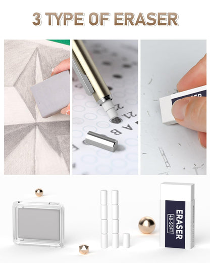 Nicpro 35PCS Art Mechanical Pencil Set, 3 PCS Metal Drafting Pencil 0.5 mm & 0.7 mm & 0.9 mm & 3 PCS 2mm Lead Holder (6B 4B 2B HB 2H 4H Colors) For Sketching Drawing With 20 Tube Lead Refills Case