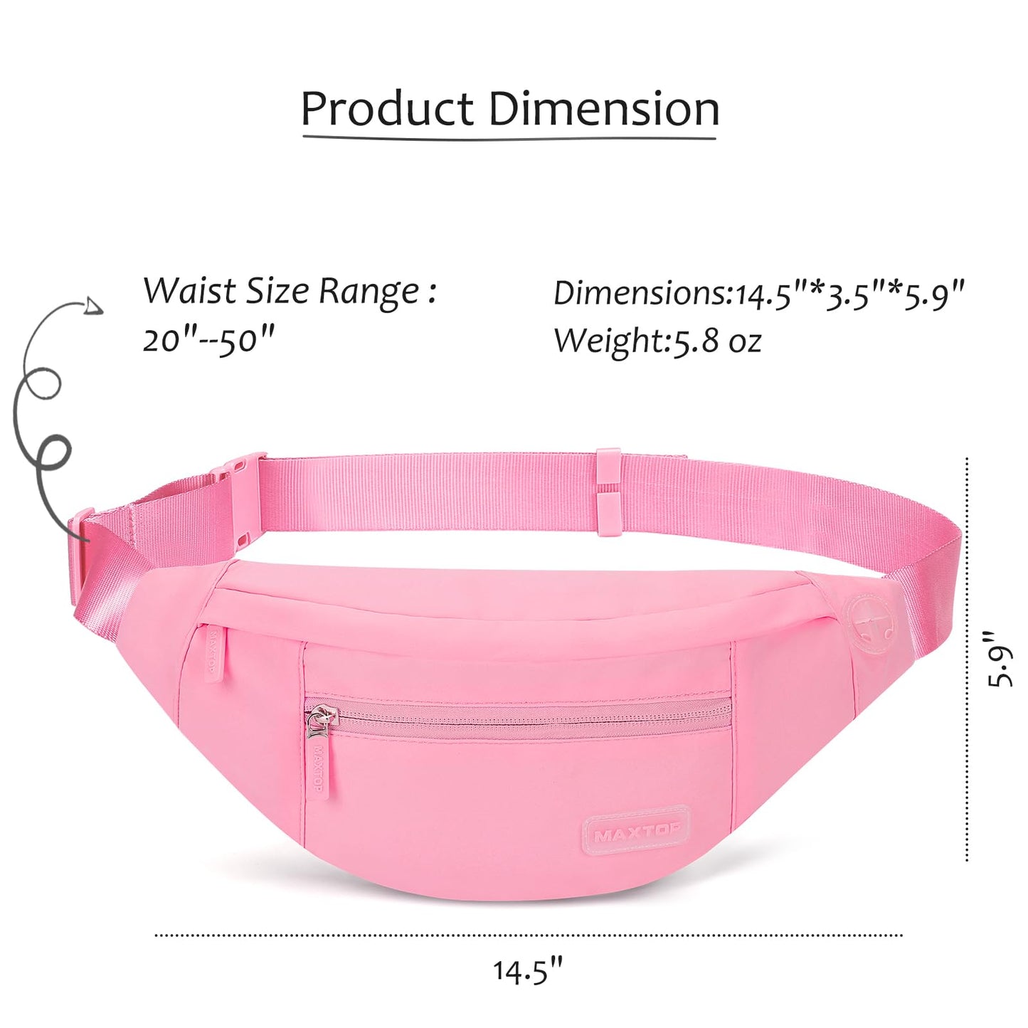 MAXTOP Large Fanny Pack Waist Purses for Women Trendy Cross body Bags with Adjustable Strap Passport Holder Bag for Theme Park Shopping Traveling Running (Barbie Pink)
