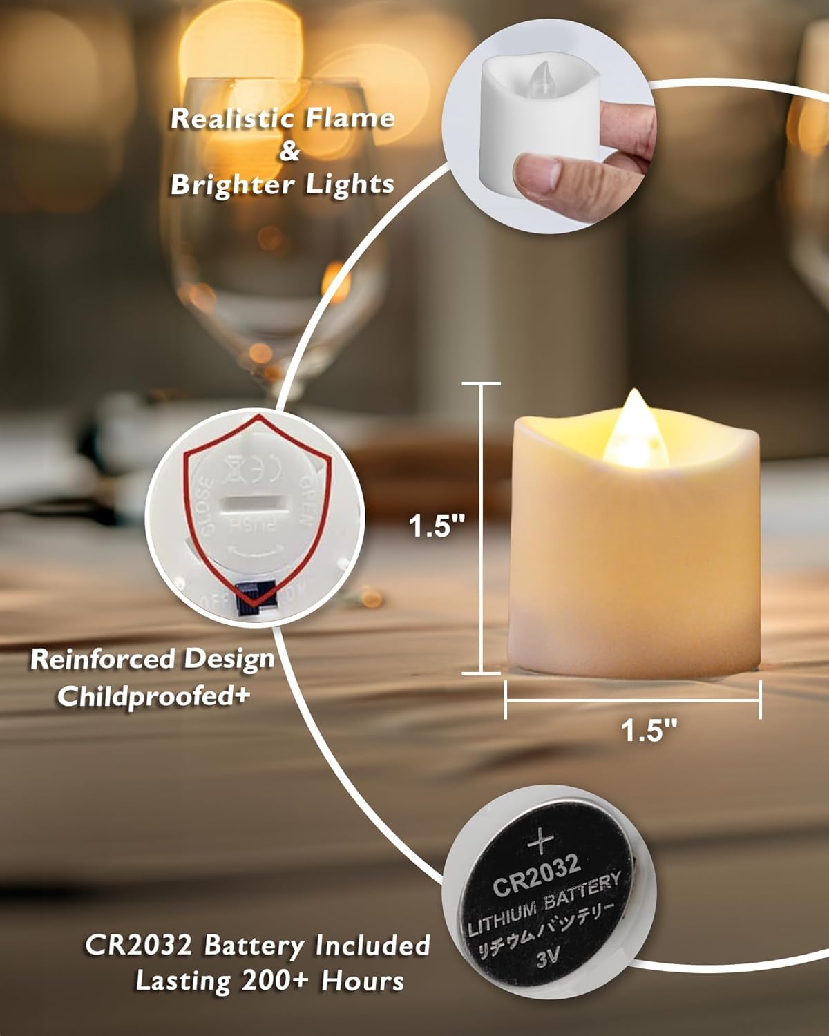 Homemory 50Pack Flameless LED Votive Candles, 200+Hour Lasting Electric Fake Candles, Battery Operated Tealights in Warm White for Wedding, Proposal Anniversary, Romantic Decor(Batteries Included)