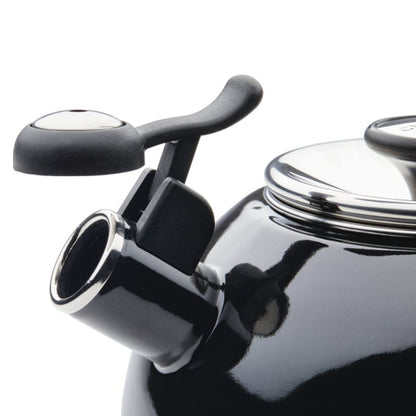 Circulon Enamel on Steel Whistling Induction Teakettle, Tea Kettle for Stovetop with Flip-Up Spout, 2-Quart, Black