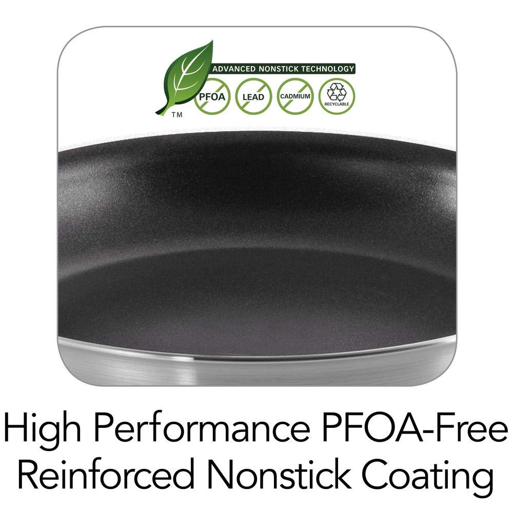 Tramontina Professional 10-Inch Non Stick Frying Pan, Heavy-Gauge Aluminum Skillet with Reinforced Nonstick Coating, Red Handle, Dishwasher and Oven Safe