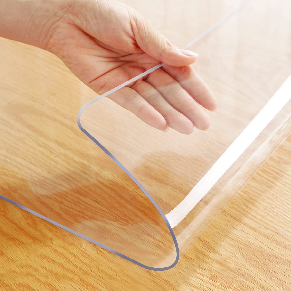 Multi-Size 24x48 inch Clear Plastic Table Protector Kitchen Dining Table Wood Furniture Cover Screen Protection Plastic Tablecloth Wipeable Waterproof Desktop Protective Pad PVC Vinyl Coffee Tabletop