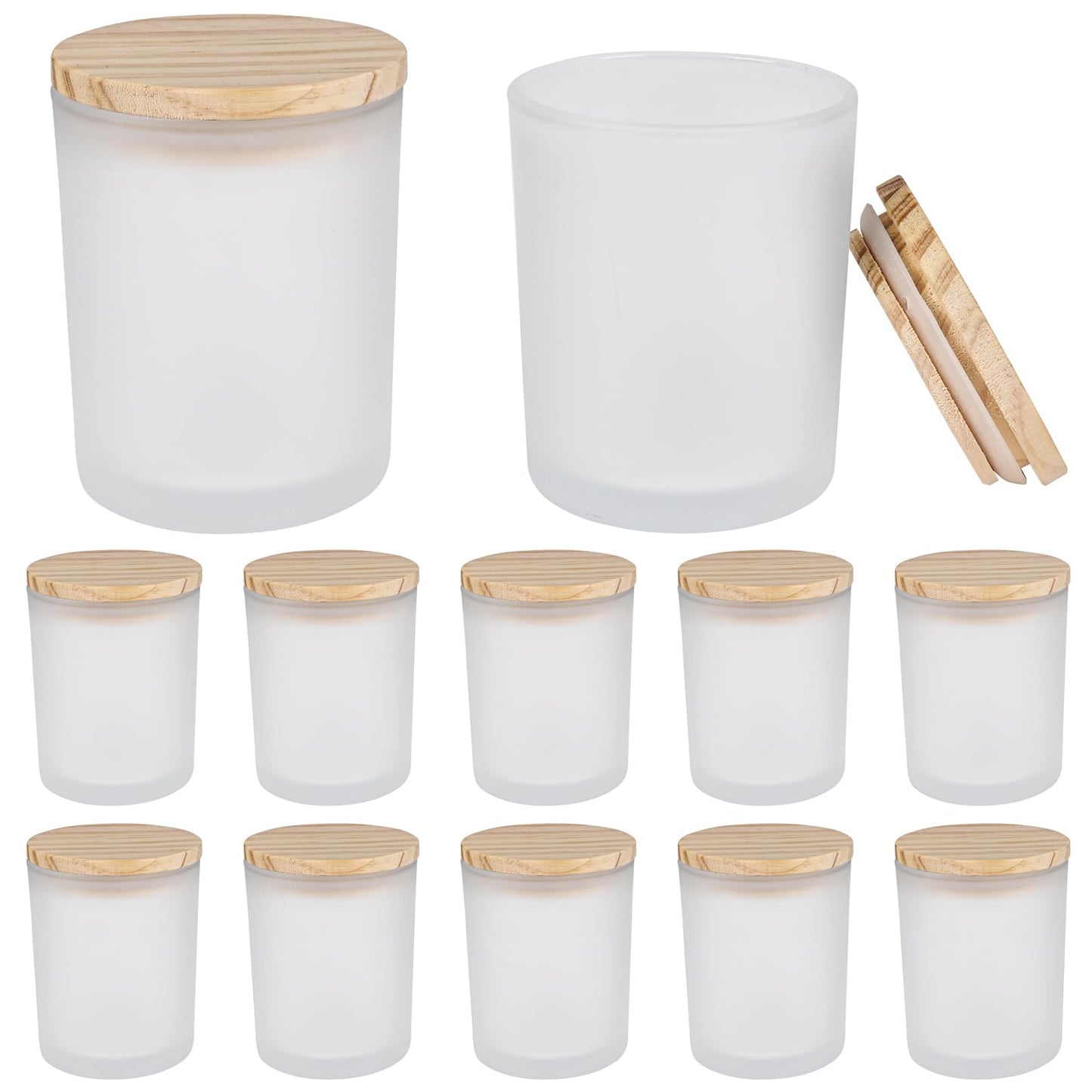 COYACOOL 12PCS Candle Jars for Making Candles, 7 oz Thick Empty Glass Candle Making Jars with Bamboo Lids, in Bulk, Frosted White