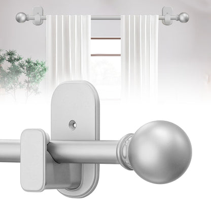 Curtain Rods No Drilling for Windows 32 to 45 Inch:No Drill Small Silver Curtain Rod with Adhesive Brackets for Bedroom,5/8" Apartment Renter Friendly Adjustable Drapery Rods Easy Install