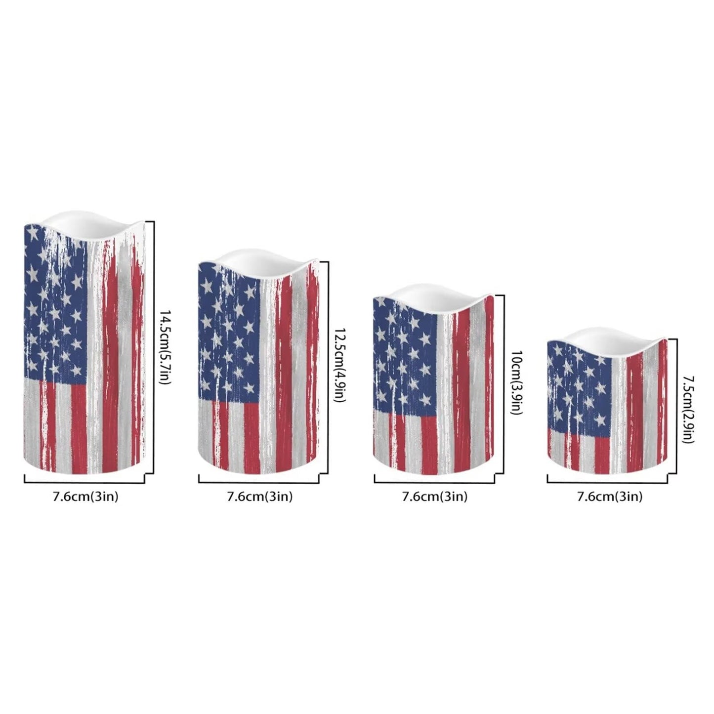 Ystardream American Flag Luminara Candles Battery Operated Candle Blink with Timer, Pillar Embedded Flameless Candle, LED Candle for Wedding Men Women's Gift