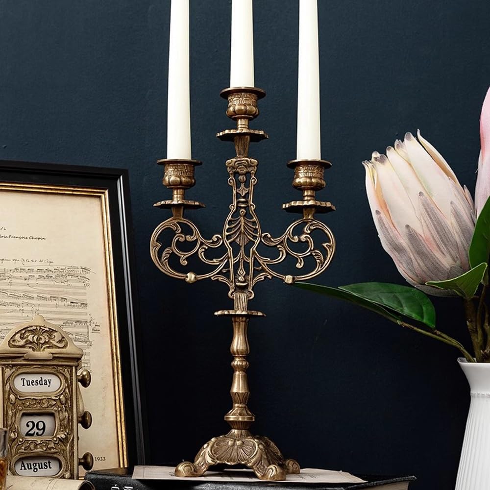 3-Candle Candlesticks Holder, Candle Holder for Wedding Table Centerpieces Metal Candle Stick Holders Fireplace Mantle Decor