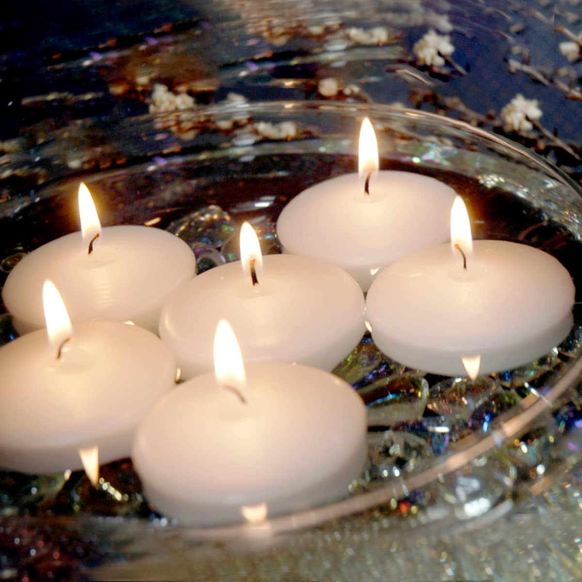 Set of 12 3 Inch White Floating Candles Large Unscented Dripless Water Wax Pool Candles for Vases, Centerpieces at Wedding, Party, Holiday- 10 Hour Burning