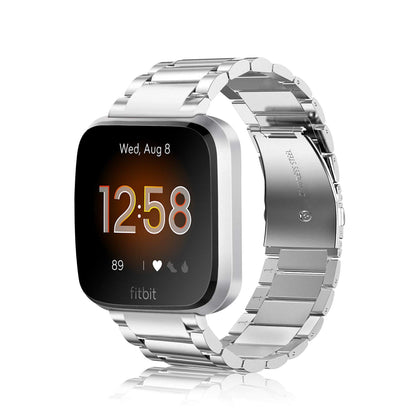 FINTIE Metal Band Compatible with Fitbit Versa 2 1 and Lite Edition, Solid Stainless Steel Strap Replacement Wristband Business Bracelet, Silver