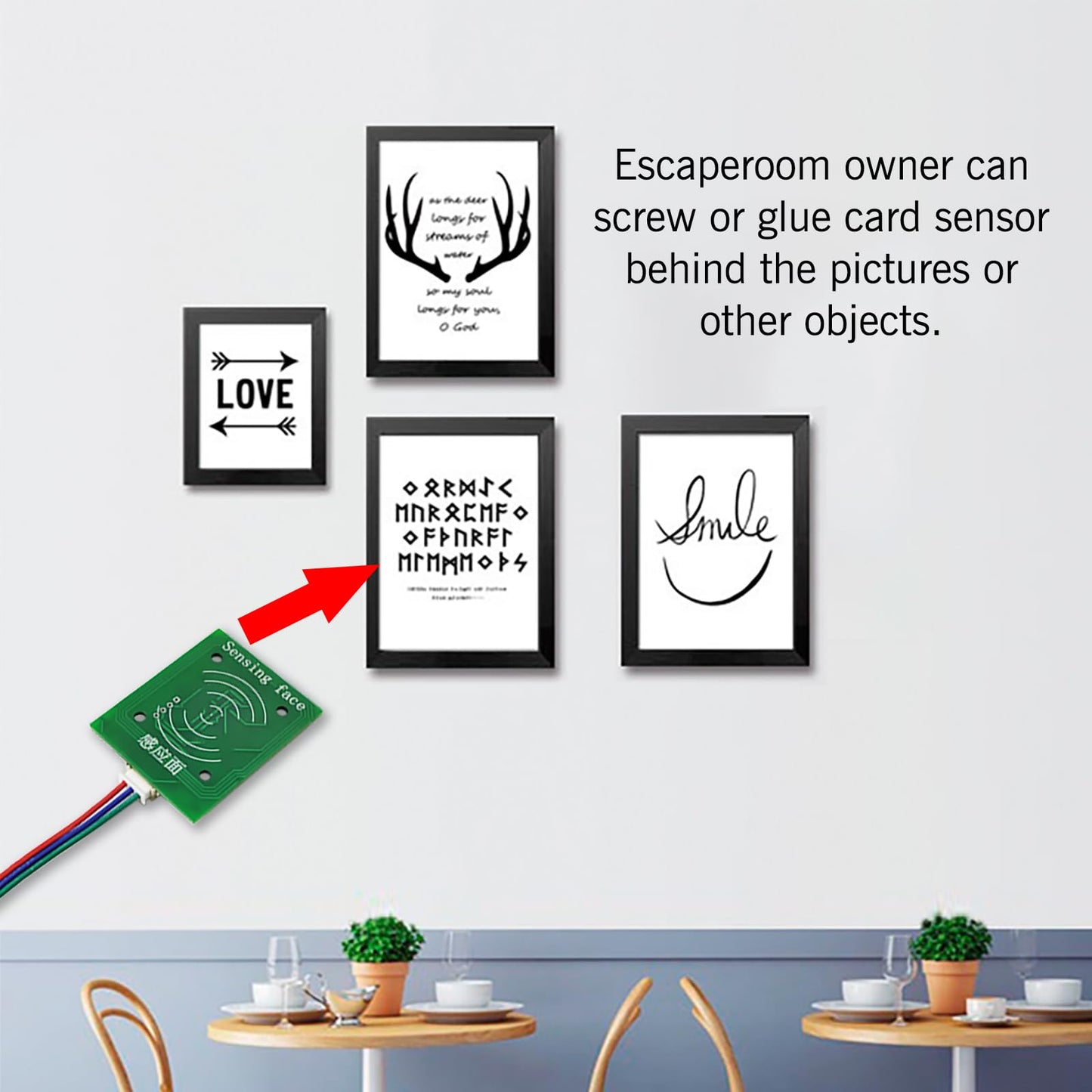 RFID Sensor Prop Escape Room Riddle IC Card Reader Programmable Controller Sequence & One-To-One Version Mysteries Game Clues (1 RFID with audio)