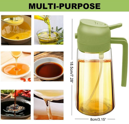 Aukomer Oil Dispenser Bottle Glass Olive Oil Sprayer 2 Pcs: 2 in 1 Olive Oil Dispenser Bottle, Premium Oil Sprayer for Cooking, Glass Oil Spray Bottle for Air Fryer Salad BBQ Baking-470ml