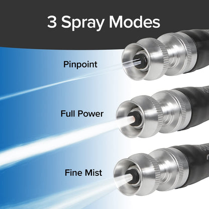 Pocket Hose Silver Bullet 100 ft Turbo Shot Nozzle Multiple Spray Patterns Expandable Garden Hose 3/4 in Solid Aluminum Fittings Lightweight and No-Kink