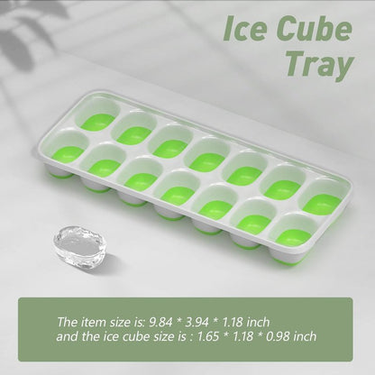 ChefAide Ice Cube Tray with Lid, 2 Packs 28 Cubes Durable Stackable Ice Cube Trays for Freezer with Removable Lids, Easy-Release Plastic & Silicone Ice Tray for Cocktail, Coffee.