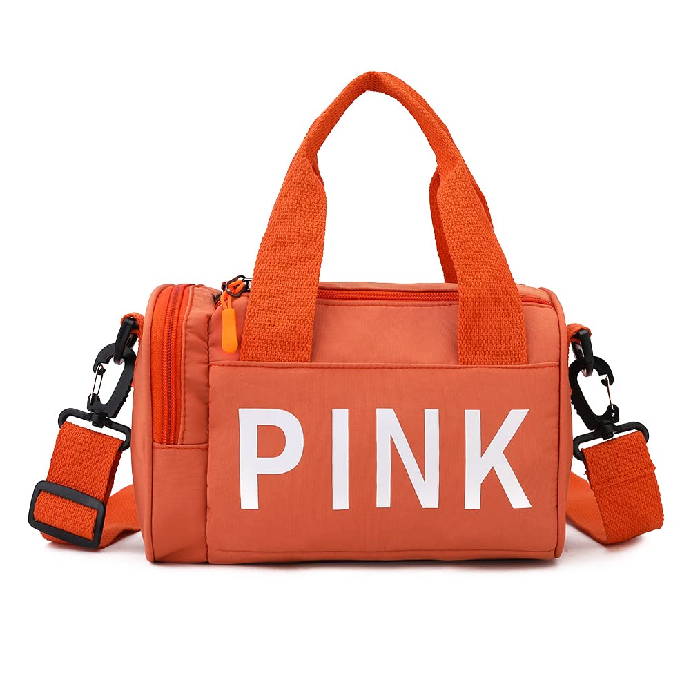Orgonite Mini Small Crossbody Bag Gym Bag for Women Men, Cute Small Duffle Bag Aesthetic Sports Handbag, Waterproof Gym Tote Bag Portable Fitness Shoulder Bag for Sports Travel (Orange-1)