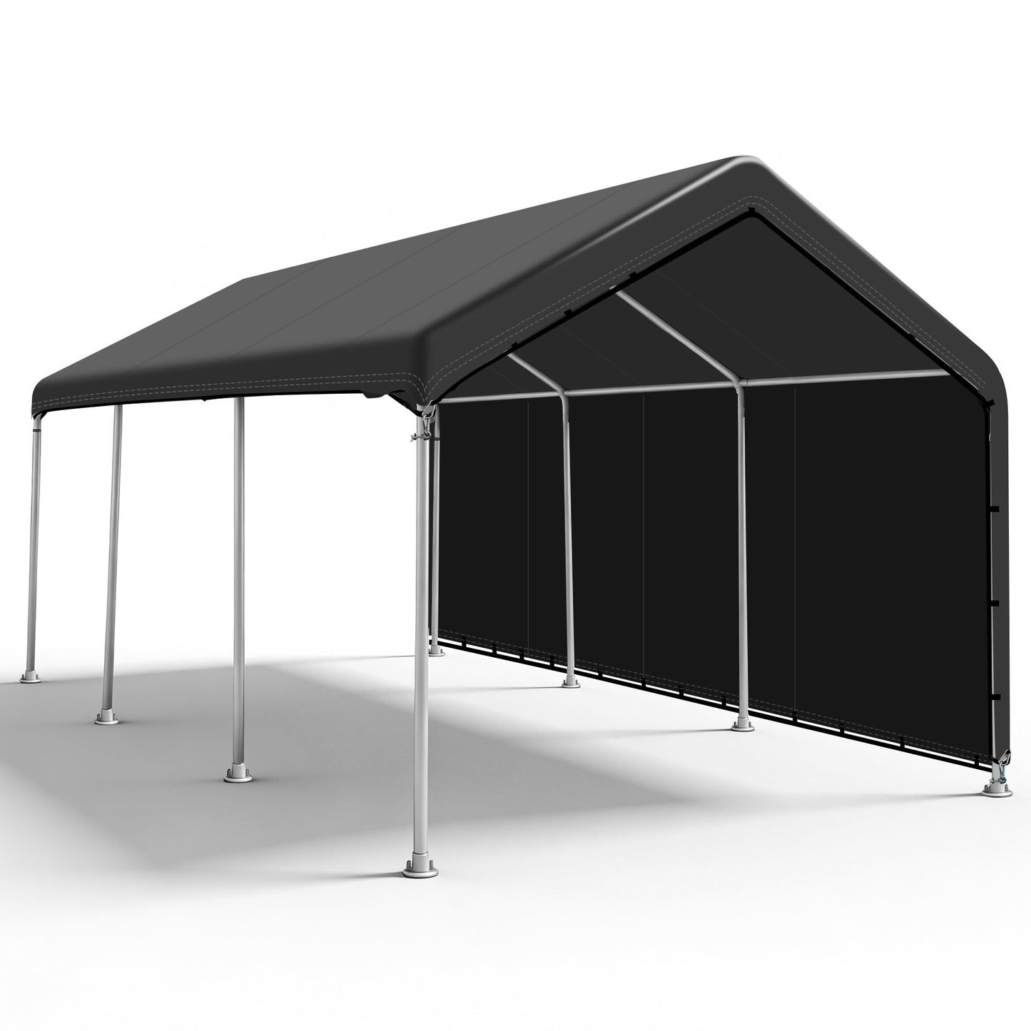 SIHAIAN 10 x 20 Ft Carport Replacement Canopy Cover with Sidewall(No Frame) Easy to Set up Carport Canopy, 500D Heavy-Duty Garage Top Tent Tarp Waterproof and UV Protected (Only Canopy Cover) Black