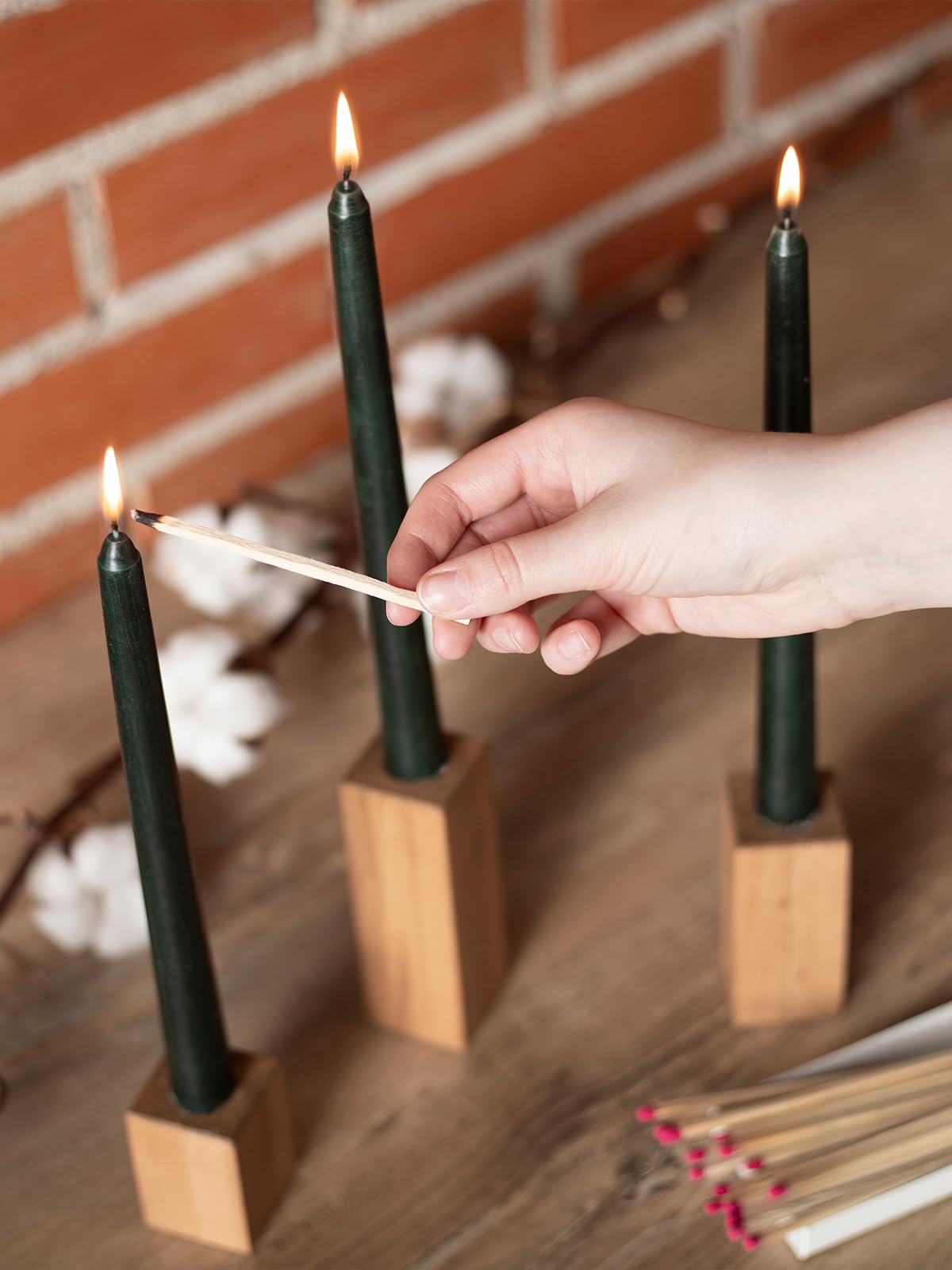 CANDWAX 10 inch Taper Candles Set of 12 - Unscented Black Tapered Candle Sticks - Perfect for Halloween Decoration