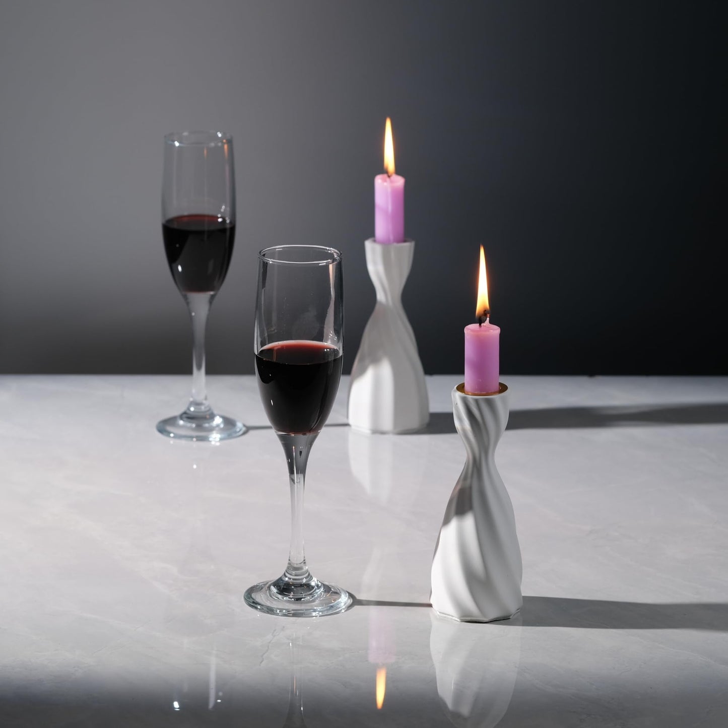 ICNBUYS Twizzle Twist Candle Holder, Decorative Candle Holder for Table Display, Romantic Decoration, Unique Home DÉCOR Aesthetic, Housewarming Gift, Sculpture Candle Stand Set of 2 Cement