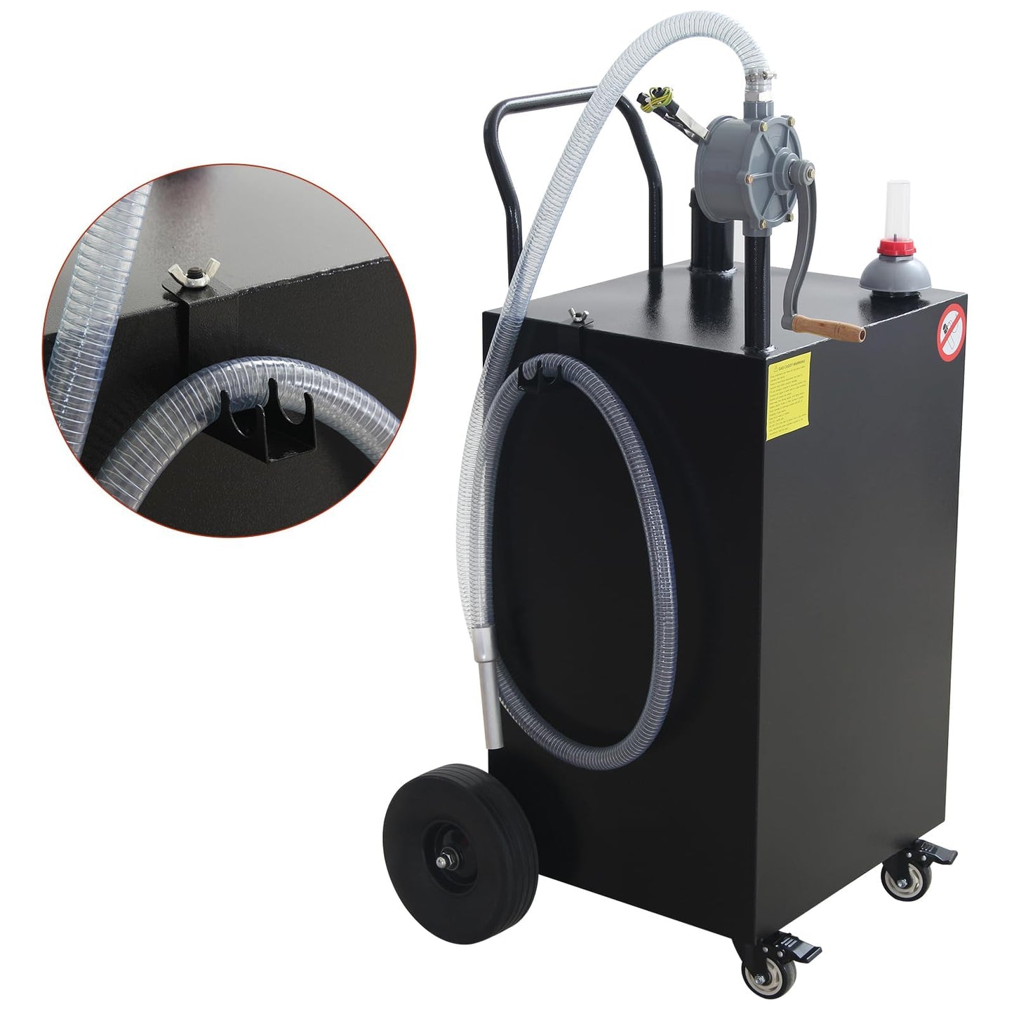 45 Gallon Fuel Caddy, Portable Gas & Diesel Storage Tank with Manual Pump, Fuel Caddy with 4 Wheels for Refueling Cars, Trucks, Lawn Mowers, ATVs, and Boats.