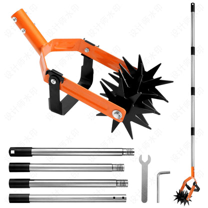 Rotary Cultivator - 43"-72" 4-Piece Threaded Stainless Steel Handle, 6" Hardened Steel Tines, for Lawn Aeration, Soil Loosening & Grass Reseeding