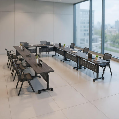 4 Pack Conference Room Tables,Mobile Folding Conference Table with Wheels,Modern Training Locking Rolling Meeting Conference Tables with Flip-Top for Office Classroom Business,6-12 Person,71IN