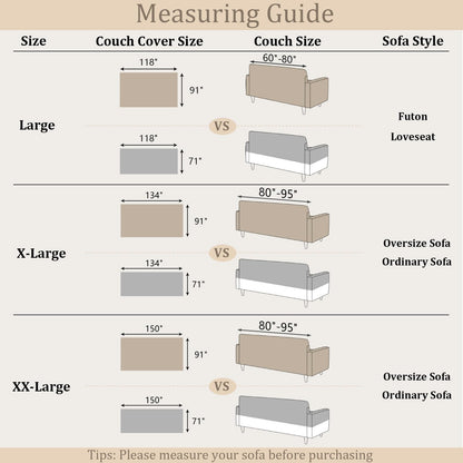 Foreate Extra Wide 91"x134" Chenille Sofa Cover Water Resistant Sofa Covers Washable Sectional Couch Covers for 2 3 Cushion, Tassel Edge Durable Couch Protector for Dogs (Khaki, 91"x134")