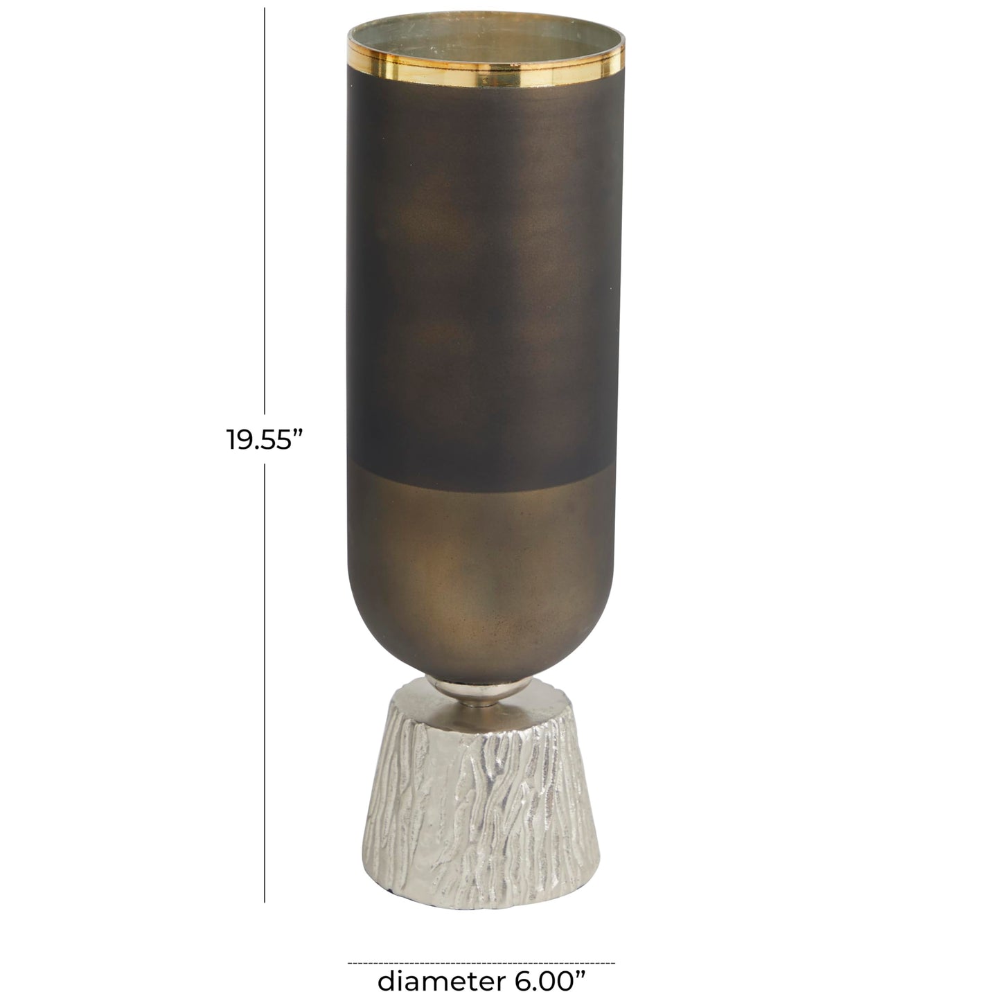 Deco 79 Glass Colorblock Candle Holder with Gold Accents and Textured Silver Base, 6" x 6" x 20", Bronze