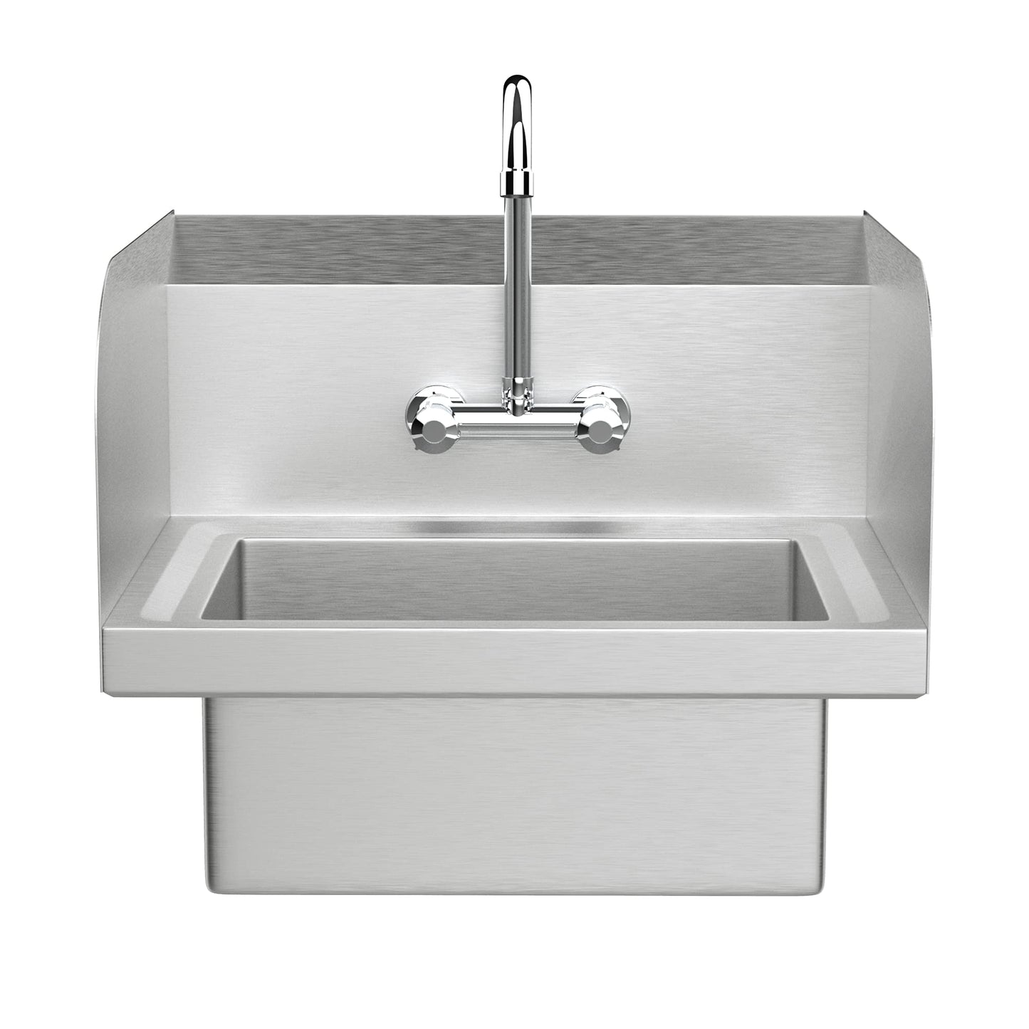 Bonnlo Upgraded Commercial Hand Wash Stainless Steel Prep/Bar Sink with Side Splash Guard - Wall Mount Utility Sink Hand Washing Basin with Faucet for Commercial Restaurant RV Kitchen