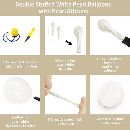 JZCZOEB Double Stuffed Pearl White Balloons Different Sizes 116Pcs 5/10/12/18 Inch White Balloons Arch Garland Kit with Pearl Stickers for Wedding Bridal Shower Birthday Baby Shower Birde to Be