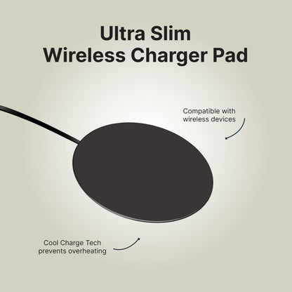 IJS Ultra Slim Universal Fast Wireless Charger - Phone Charger Compatible with All Qi Enabled Phones - Smart Round Fast Charging Pad for Multiple Devices (Black)