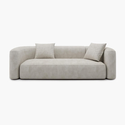 Acanva Luxury Modern Tight Curved Back Velvet Sofa, Minimalist Style Comfy Couch for Living Room Apartment, 3 Seater, Cream