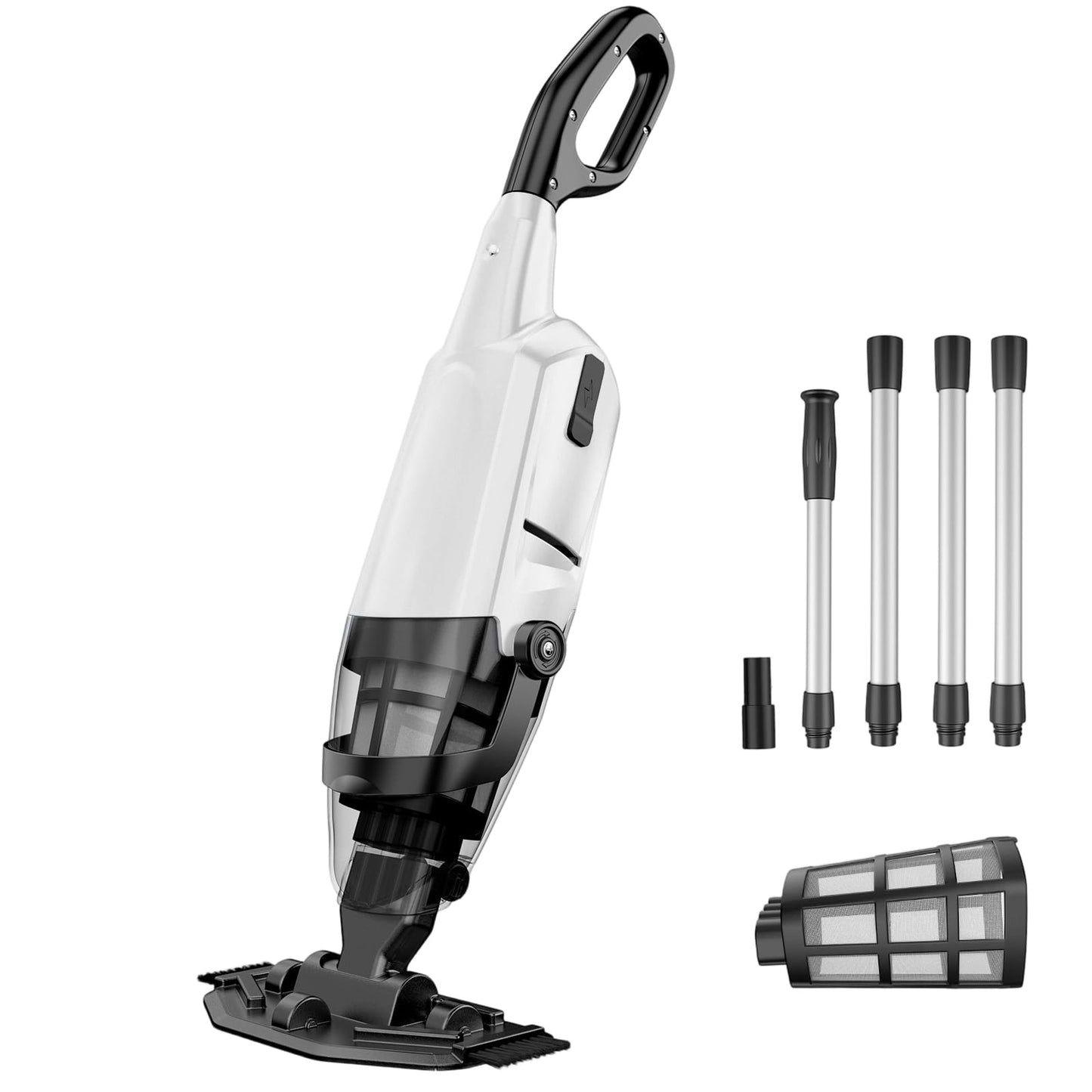 Cordless Pool Vacuum for Above Ground and Inground Pools, 18 GPM Powerful Suction Handheld Rechargeable Pool Cleaner with Versatile 4-Section Pole, 1H Runtime, Ideal for Leaves, Sand and Debris