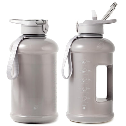 H2O Capsule INSPO Gallon Water Bottle with Time Marker and Straw Motivational Hydration Tracker Jug Big BPA-Free Food-Safe Leakproof Drinking Bottle with Handle & Strap, Lotus Blossom