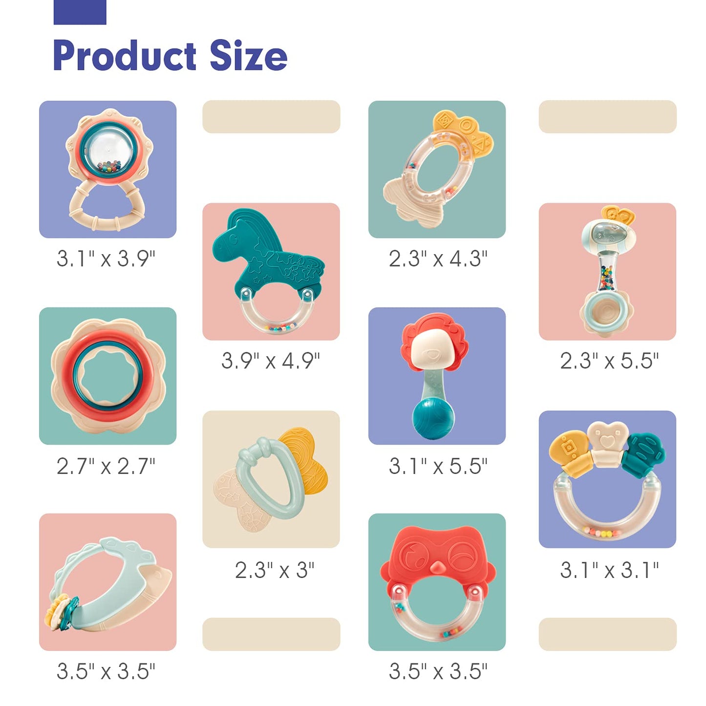 hahaland Baby Toys 0-6 Months - Baby Rattles Teething Toys 3-6 Month, Infant Toys 6-12 Months, Teether Grasping Shaker Toy 3 4 5 6 Month Old Must Haves Neutral Gifts Christmas Baby Stocking Stuffers