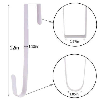 Sattiyrch 12" Wreath Hanger for Front Door,Steel Over The Door Hanger Hook,Wreath Door Hanger (White,2)