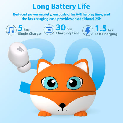 COOTIMOCK Kids Wireless Earbuds, Bluetooth Headphones for Kids with Mic, 85dB Volume Limitted, Touch Control, Long Battery Life, Small Ear Buds for Girls Boys Teen, Earbuds for School Travel