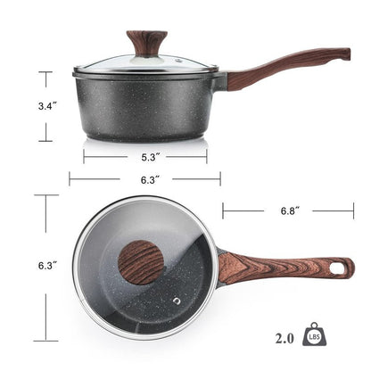 SENSARTE Nonstick Sauce Pan with Lid Saucepan Set, Swiss Granite Coating Sauce Pot Kitchen Cooking Pot Sets, Induction Comptable, Free of Intentionally Added PFOA, 1.5 + 2 QT
