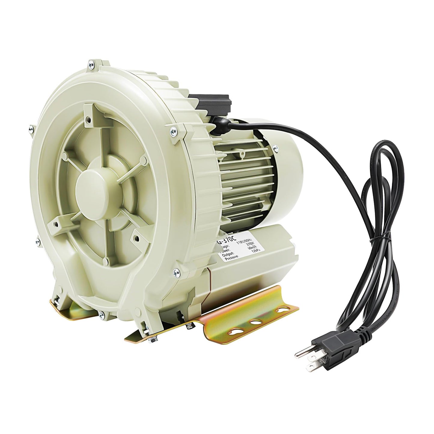 370W Air Pump Blower, 12KPa 2119ft³/H High Pressure Industrial Blower, Aquaculture Vortex Air Blower for Fresh Food Markets Aquariums Restaurants, Low Noise 50-60dB