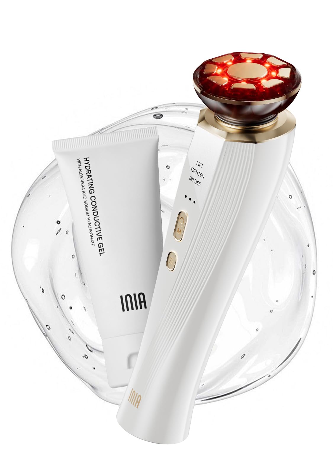INIA 3-in-1 Red Light Therapy for Face and Neck Facial Massager True Beauty Glow Device, Lifting & Firming Skincare Tool