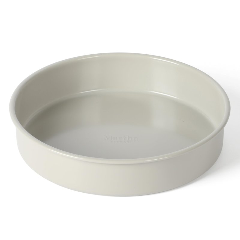 Martha Stewart Gallen 8-Inch Round Nonstick Carbon Steel Cake and Bake Pan – Cool Grey, Durable Bakeware for Even Baking and Easy Release