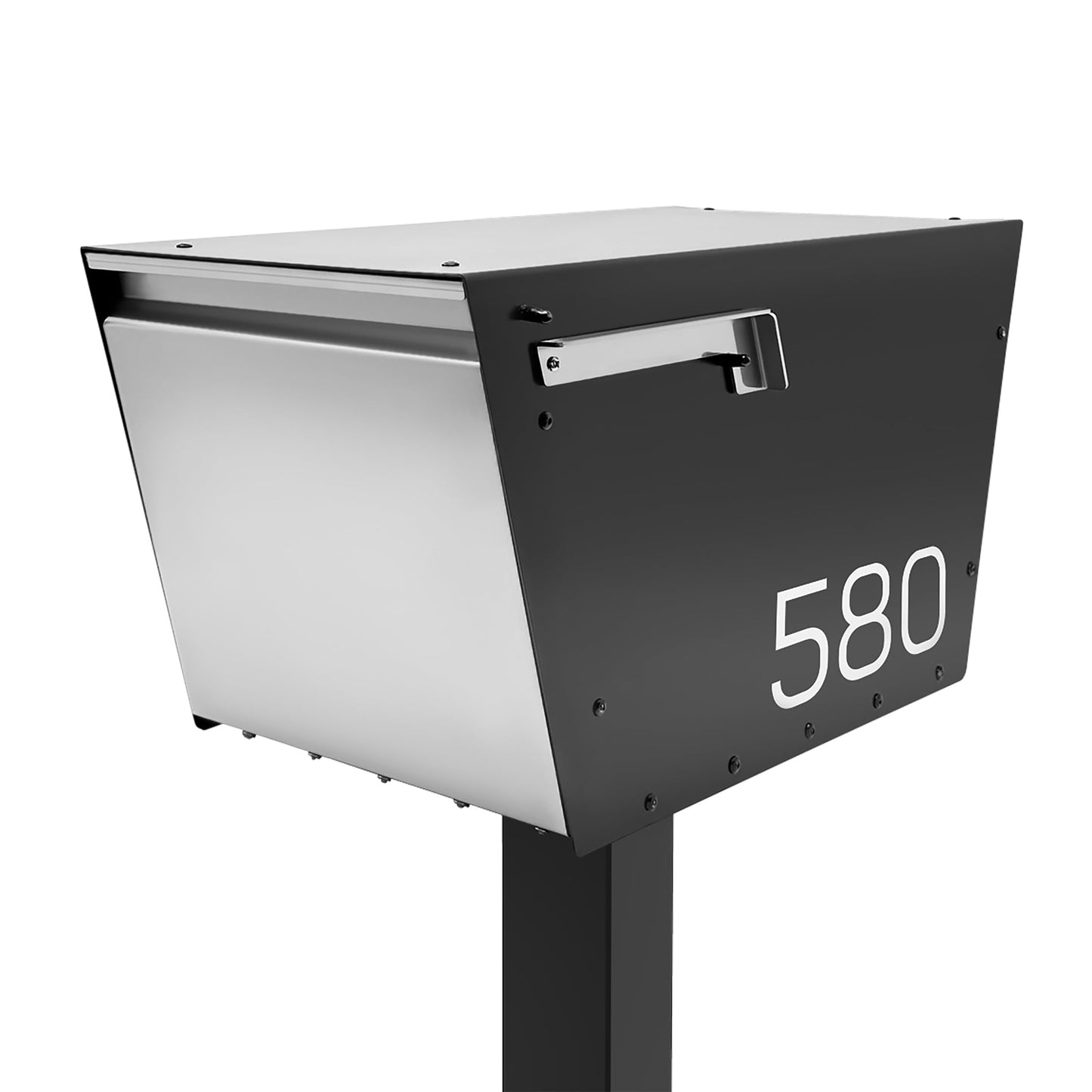 Movo Home Walter Post Mount Mailbox, Modern Curbside Stainless Steel, Large Locking, Black