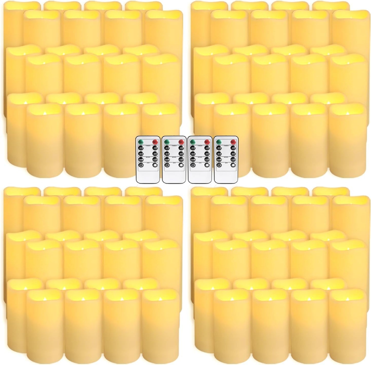 YOROXRG Set of 96 Waterproof Outdoor Flameless Candles, LED Candles with 4 Remote and Timer,(H 4" 5" 6" x D 2.2"),for Halloween Wedding Festival