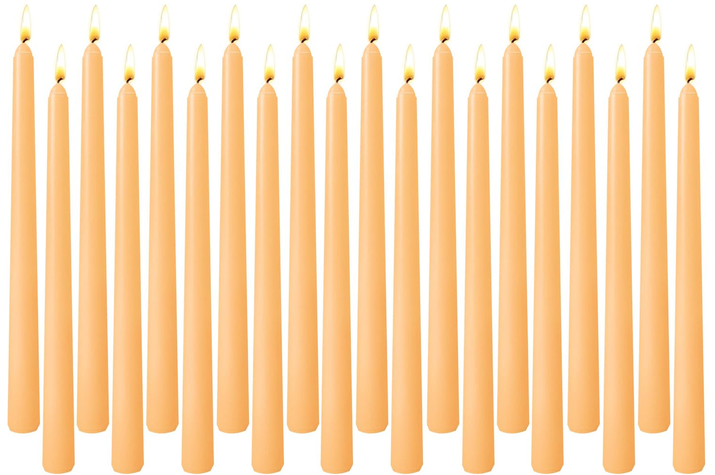20-Pack Light Orange Taper Candles Unscented, 10 Inch Tall Dinner Table Candlesticks for Halloween Fall Wedding Centerpieces, Bulk Tapered Candles Smokeless Dripless, Decorative Candle for Home Decor