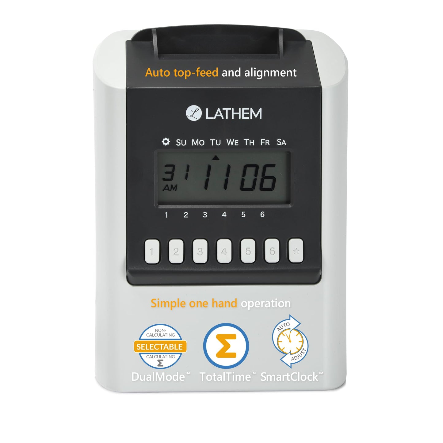 Lathem 700E Calculating Electronic Time Clock, Gray, 6.9" x 5.2" x 9.6"