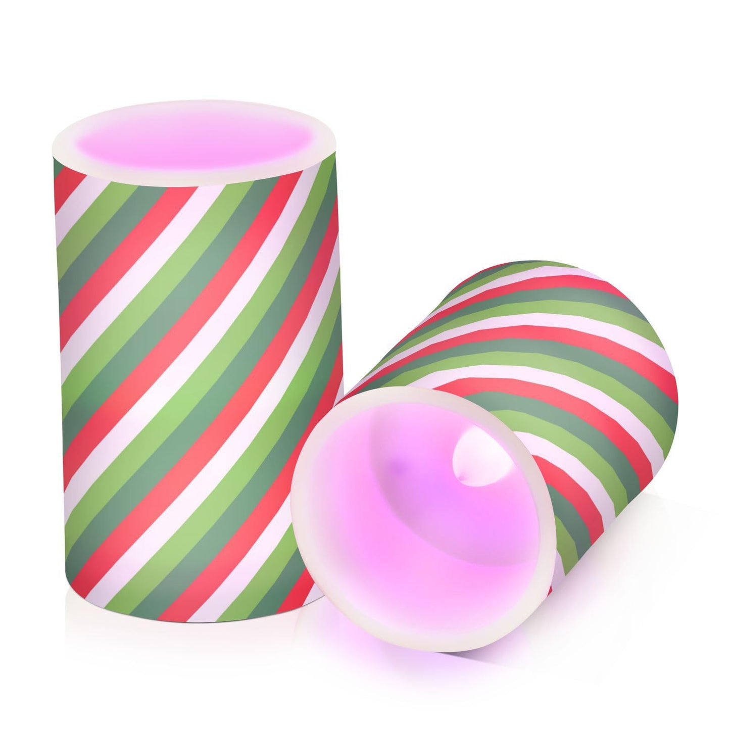 Flameless Candles Battery Operated Christmas Candy Cane Flickering Led Pillar Candles With Remote Control Red White Green Stripes Colour Changing Warm Light Candles For Halloween Christmas Wedding