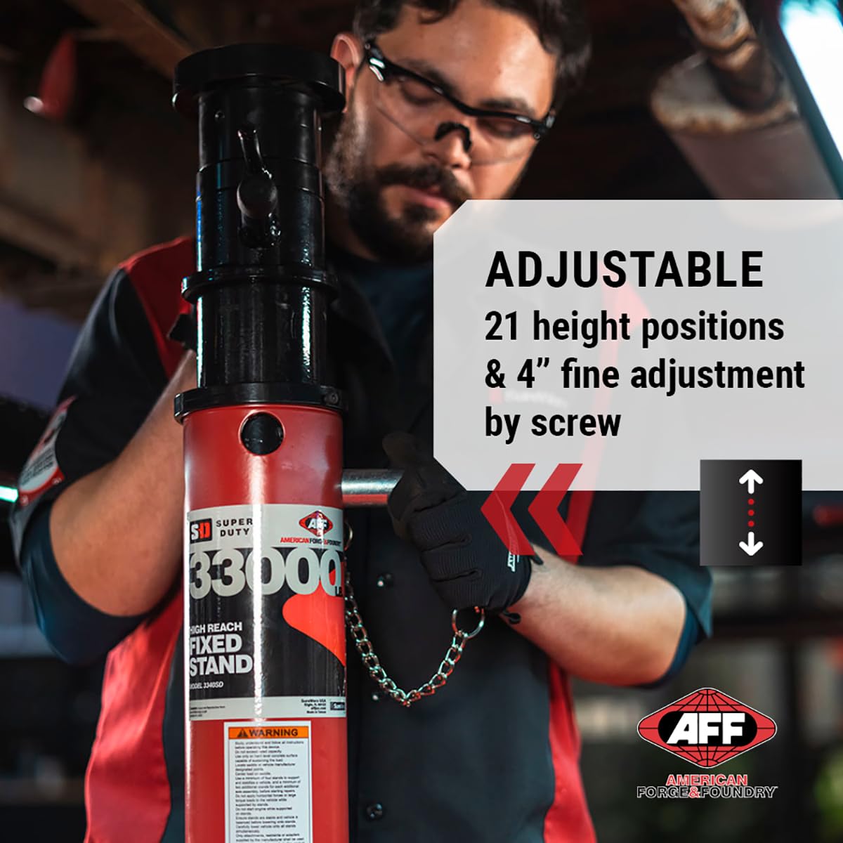 AFF 16.5 Ton Fixed High Truck Stand - Adjustable Height Vehicle Lift- Super Heavy Duty