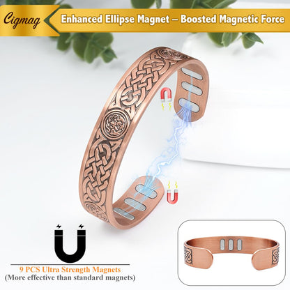 Cigmag Copper Bracelet for Men, with Powerful 9X 5000 Gauss Magnets, Adjustable Solid Pure Copper (Celtic Knot 2)