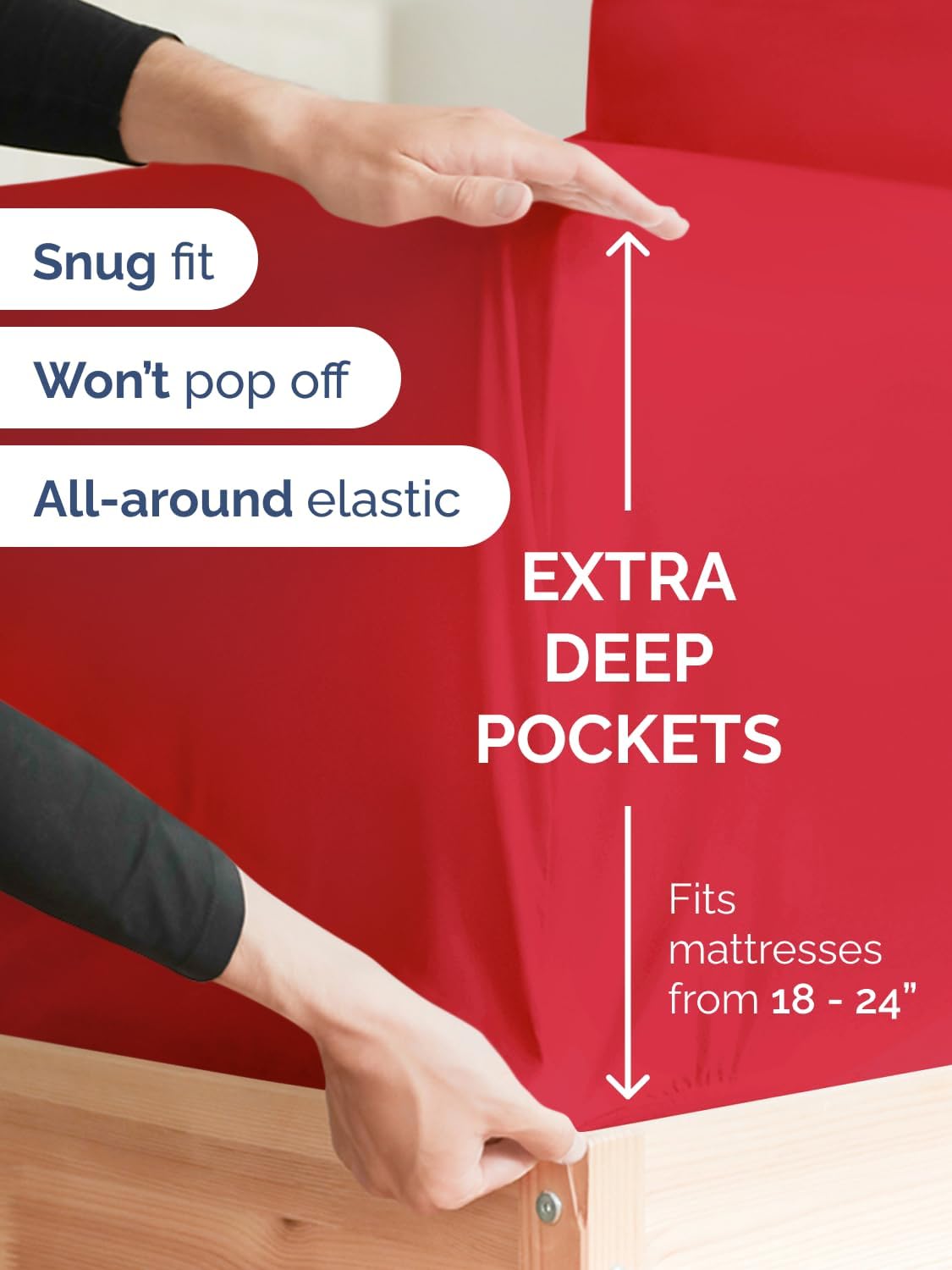Skiennix Extra Deep Cal King Sheet Set - 6 Piece Breathable Cooling Bedding - Soft Wrinkle-Free Red
